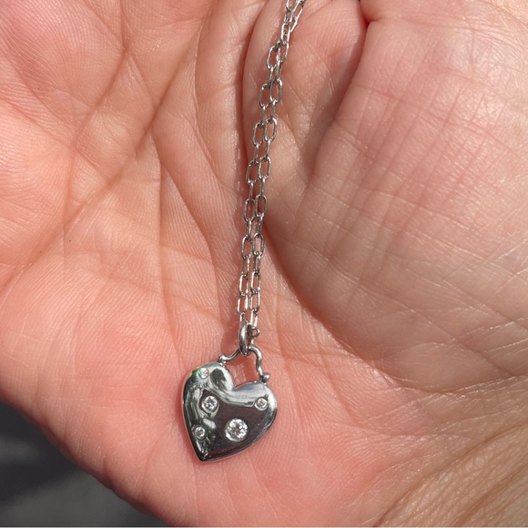 Tiffany & Co. Etoile Diamonds 18k White Gold Heart Pendant & Chain - Picture 8 of 15